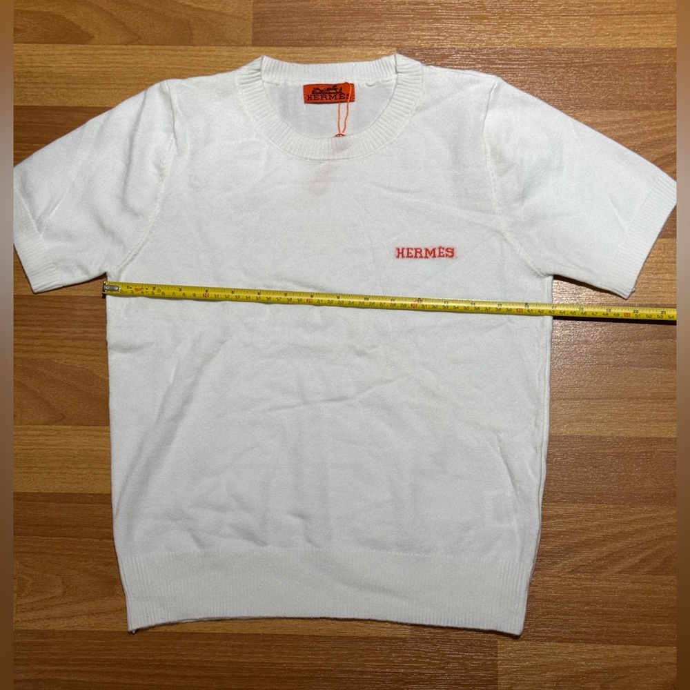 Hermes White Short Sleeve Sweater